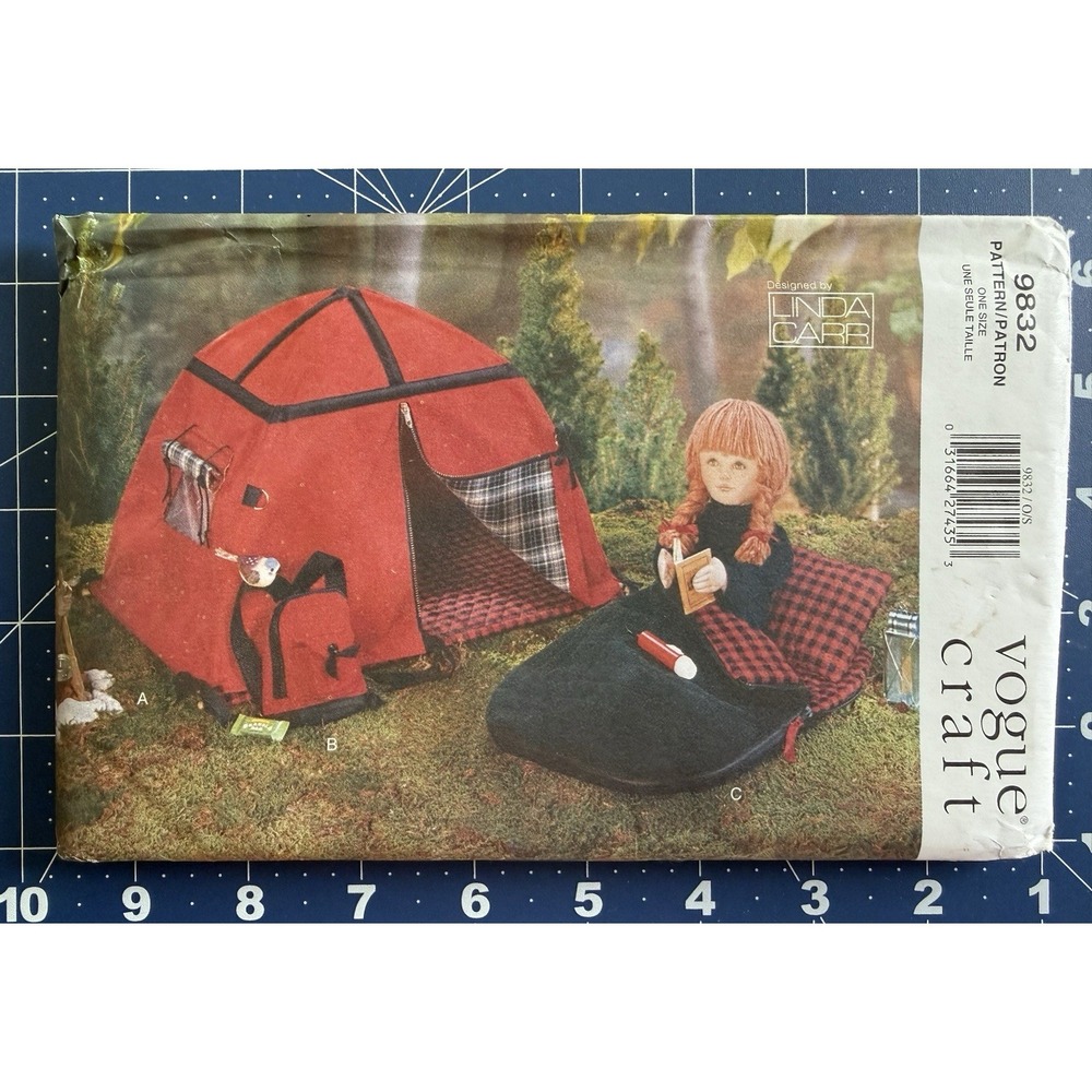 Vogue Craft Linda Carr Designed Pattern 9832 Camping Set for 18" Dolls UC FF